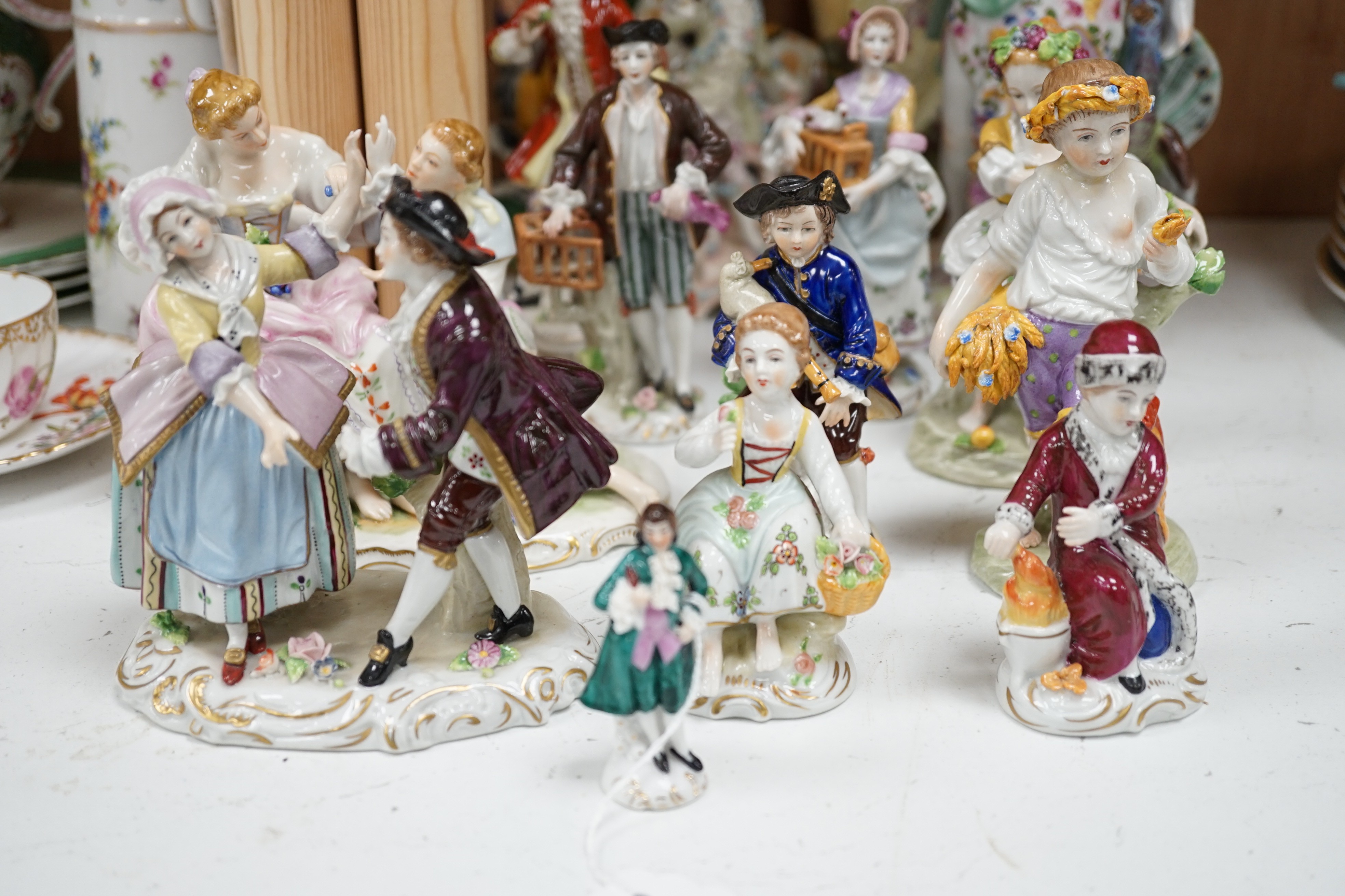 A mixed selection of 20th century porcelain figures, tallest 27cm